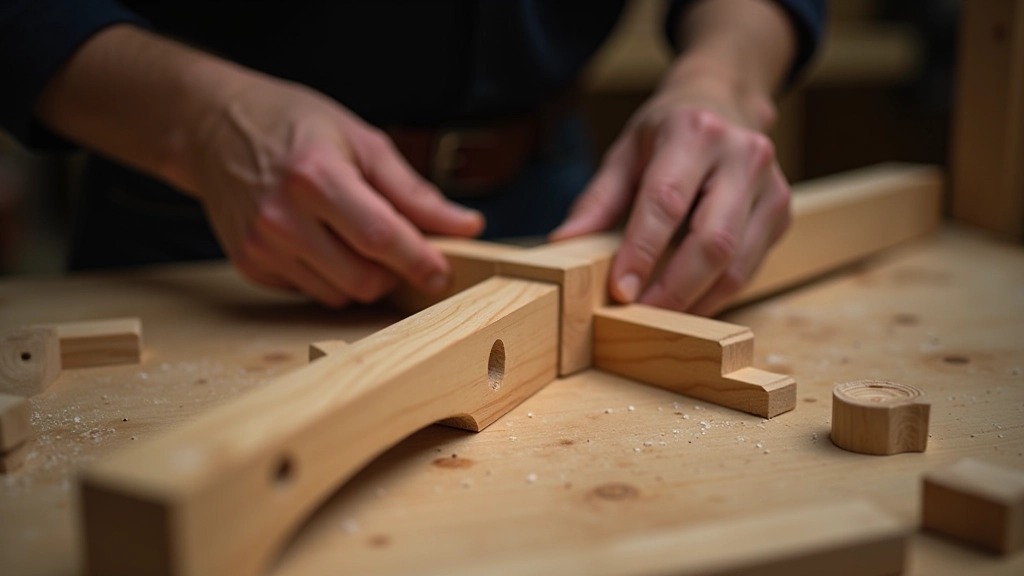 Hands holding mortise and tenon joints, wooden pieces fitted together for garden planter frame